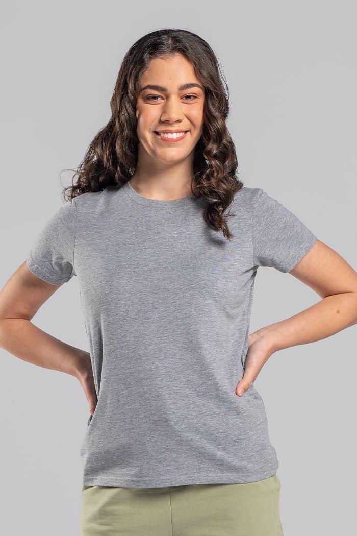 T Shirts Plain Womens Cotton Casual - Grey Marle | Yarn