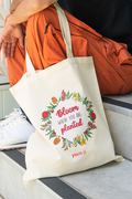 Bloom Where You Are Planted Long Handle Natural Cotton Tote Bag