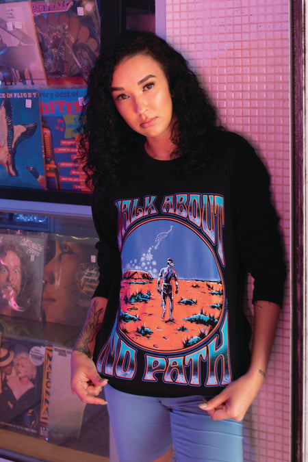 Walkabout No Path Black Premium Cotton Crew Neck Unisex Sweatshirt