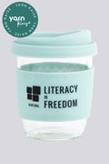 Aboriginal Art Kitchen Warehouse-"Literacy is Freedom" Cool Cyan Keep Cup-Yarn Marketplace