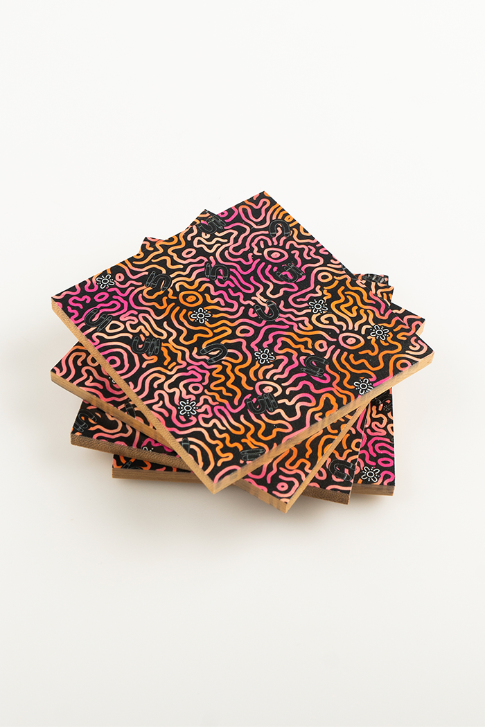 Coral Reef Bamboo Coaster Set (4 Pack)