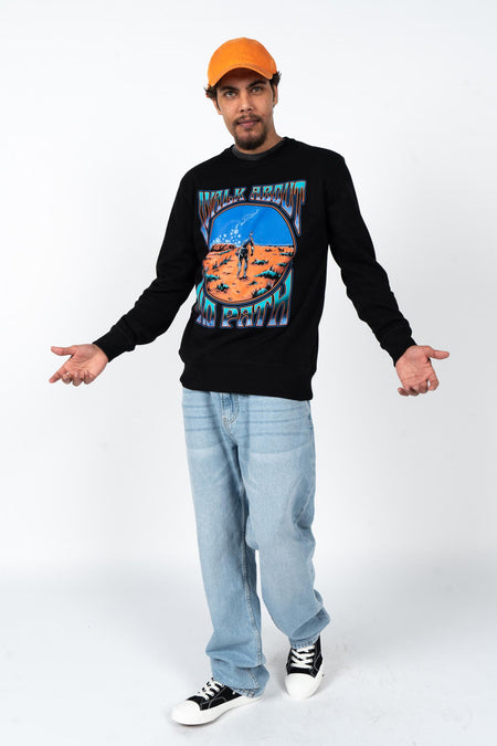 Walkabout No Path Black Premium Cotton Crew Neck Unisex Sweatshirt