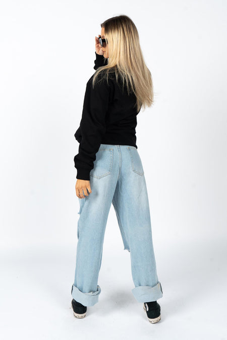 65,000 Years Strong Black Premium Cotton Crew Neck Unisex Sweatshirt