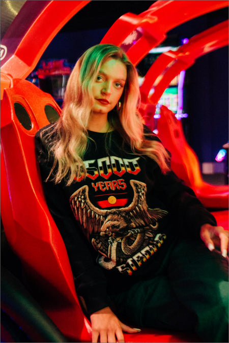 65,000 Years Strong Black Premium Cotton Crew Neck Unisex Sweatshirt